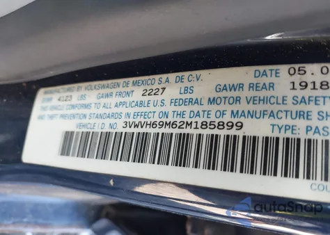 2002 Volkswagen Jetta Gli z USA, uszkodzony, nr VIN 3VWVH69M62M185899